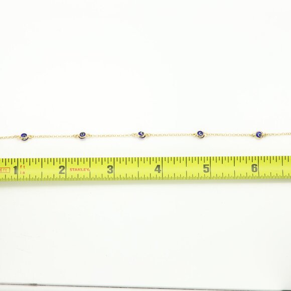 Evil Eye Bracelet 14k Yellow Gold 7' inch Length Real Gold - Picture 3 of 7